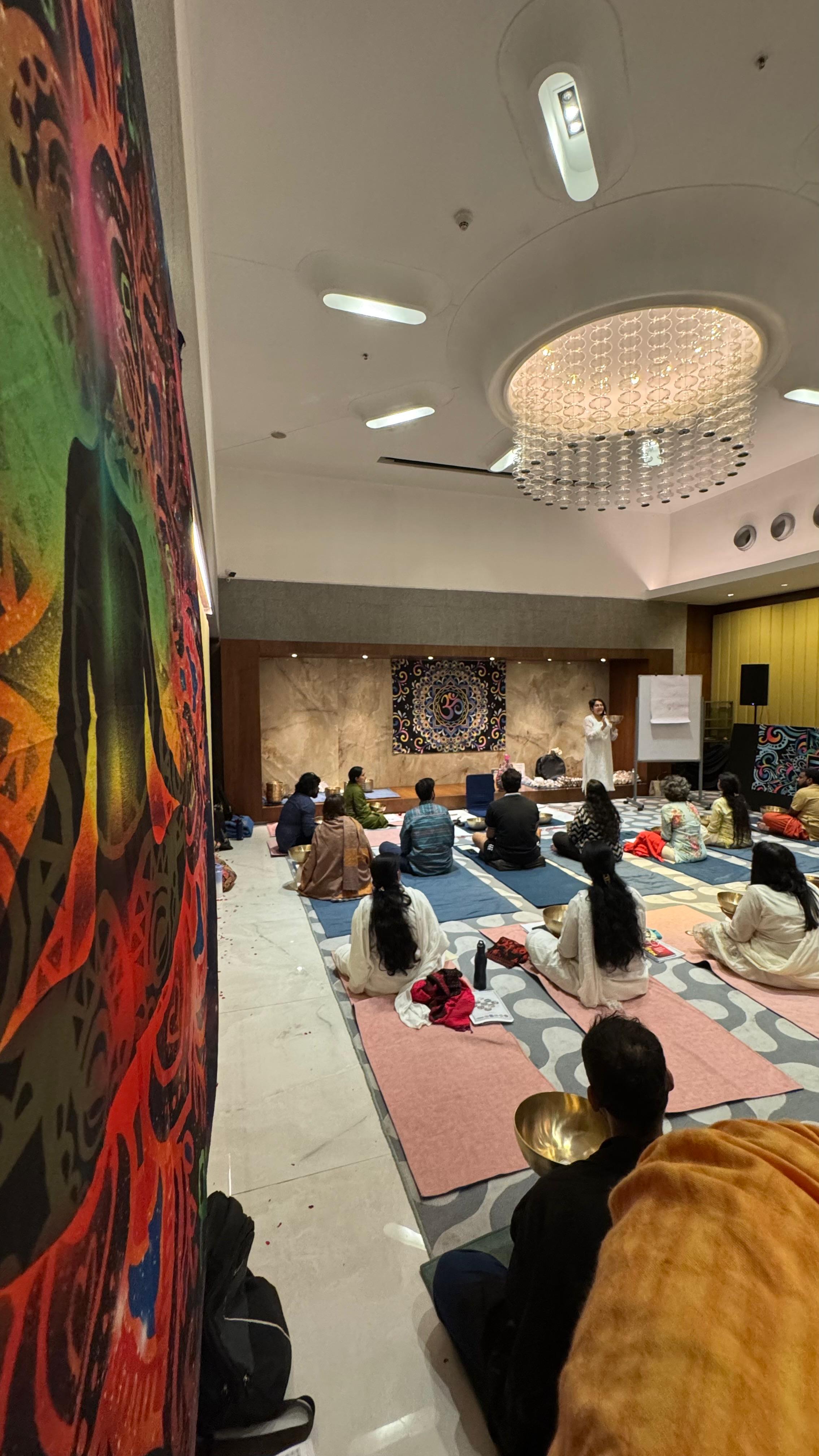 Sound healing session in progress